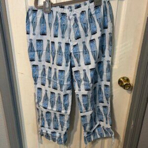 Old Navy Intimates Cotton Pajama Capri Pants Blue Soda Bottle Print Size M Draws